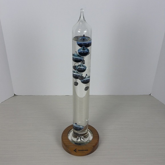 Embraer Galileo Thermometer 17" Height Wood Base